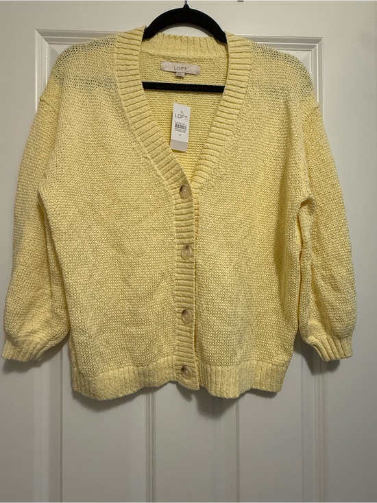 LOFT Sweaters - NWT LOFT Lemon Yellow Button-Front V-Neck Cardigan